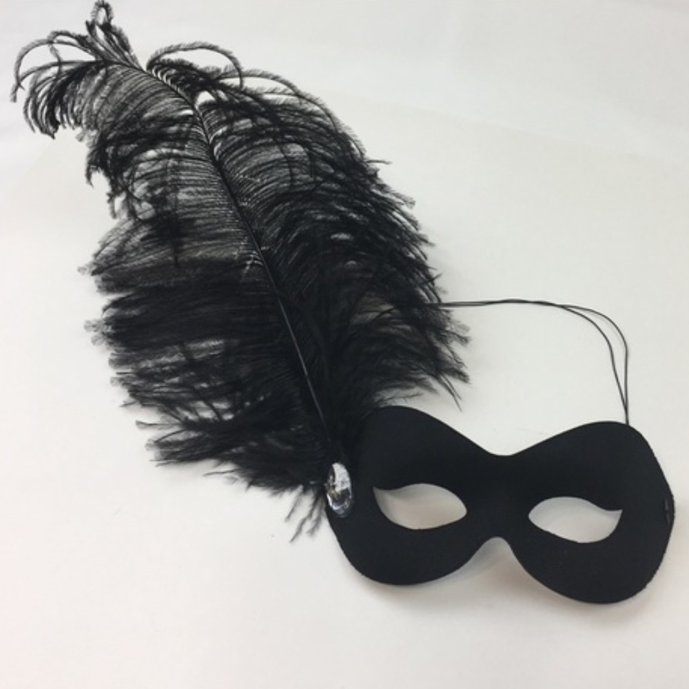 Black Feather Masquerade Mask